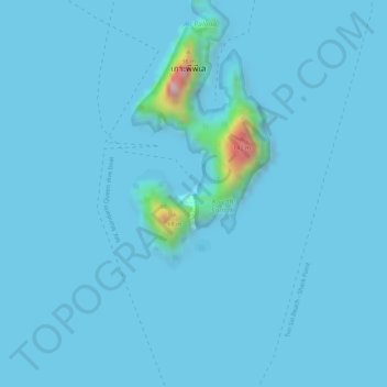 Topografische kaart Maya Bay, hoogte, reliëf