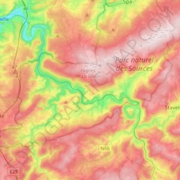 Topografische kaart Stoumont, hoogte, reliëf