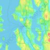 Topografische kaart Seattle, hoogte, reliëf