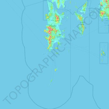 Topografische kaart Phuket, hoogte, reliëf