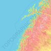 Topografische kaart Nordland, hoogte, reliëf