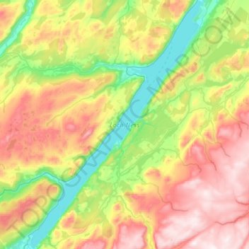 Topografische kaart Loch Ness, hoogte, reliëf