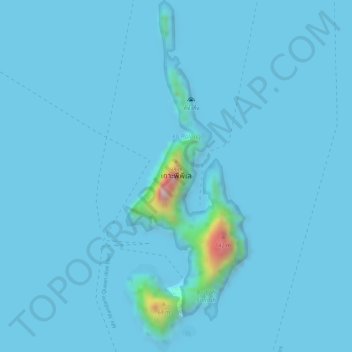 Topografische kaart เกาะพีพีเล, hoogte, reliëf