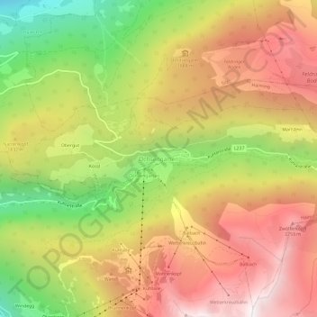 Topografische kaart Ochsengarten, hoogte, reliëf