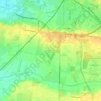 Topografische kaart La Tranchée, hoogte, reliëf