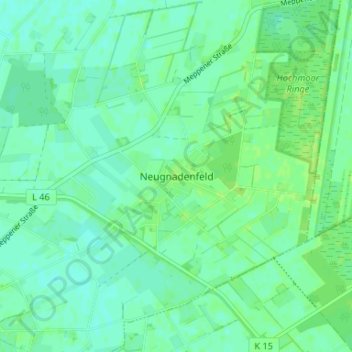 Topografische kaart Neugnadenfeld, hoogte, reliëf