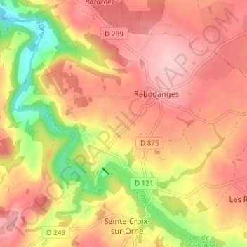 Topografische kaart Le Perrey, hoogte, reliëf