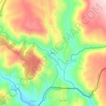 Topografische kaart Barxa, hoogte, reliëf