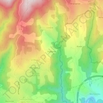 Topografische kaart Champcros, hoogte, reliëf