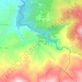 Topografische kaart Paradela, hoogte, reliëf