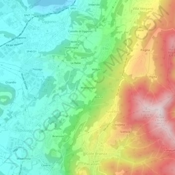 Topografische kaart Marconaga, hoogte, reliëf