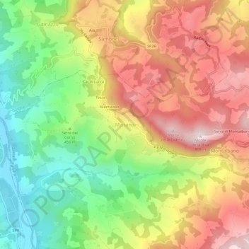 Topografische kaart Missano, hoogte, reliëf