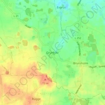 Topografische kaart Grünholz, hoogte, reliëf