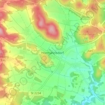 Topografische kaart Hörmannsdorf, hoogte, reliëf