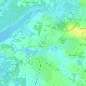 Topografische kaart La Michelleire, hoogte, reliëf