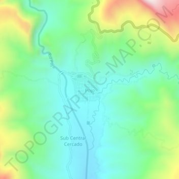 Topografische kaart Pojo, hoogte, reliëf