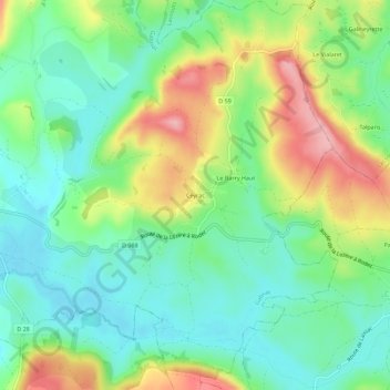 Topografische kaart Ceyrac, hoogte, reliëf