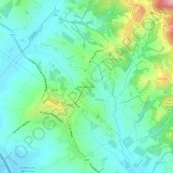 Topografische kaart San Germano, hoogte, reliëf