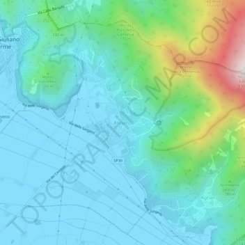 Topografische kaart Asciano, hoogte, reliëf
