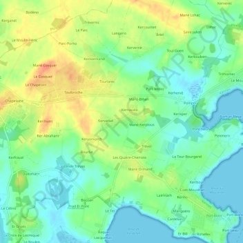 Topografische kaart Bréafort, hoogte, reliëf