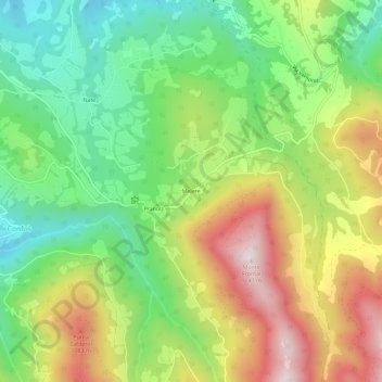 Topografische kaart Melere, hoogte, reliëf
