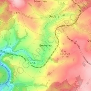 Topografische kaart Breitenau, hoogte, reliëf