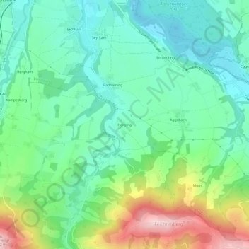 Topografische kaart Heitzing, hoogte, reliëf