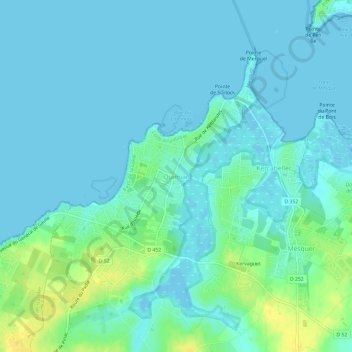 Topografische kaart Quimiac, hoogte, reliëf