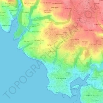 Topografische kaart Le Dorlett, hoogte, reliëf