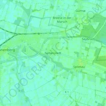 Topografische kaart Nebenstedt, hoogte, reliëf