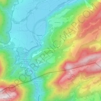 Topografische kaart Streichen, hoogte, reliëf