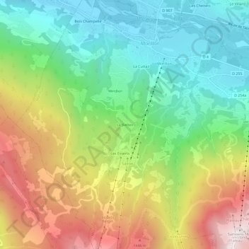 Topografische kaart Le Bettex, hoogte, reliëf