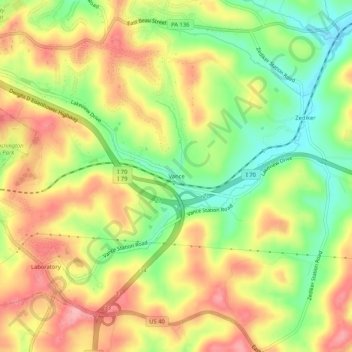 Topografische kaart Vance, hoogte, reliëf