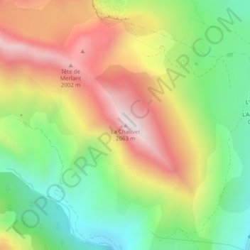 Topografische kaart La Chauvet, hoogte, reliëf