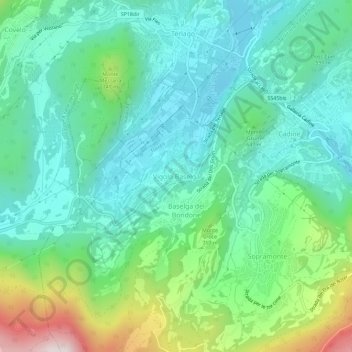 Topografische kaart Vigolo Baselga, hoogte, reliëf