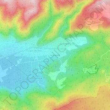 Topografische kaart La Feutrière, hoogte, reliëf
