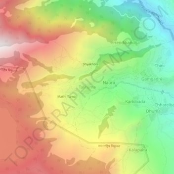 Topografische kaart Talituma, hoogte, reliëf