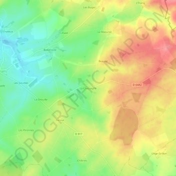 Topografische kaart La Chassagne, hoogte, reliëf