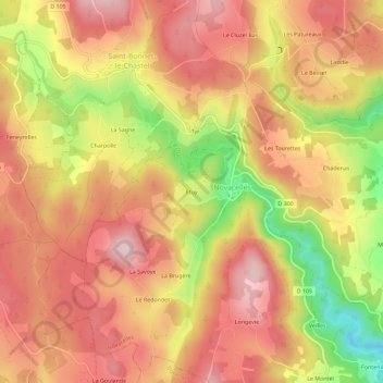 Topografische kaart Etuy, hoogte, reliëf