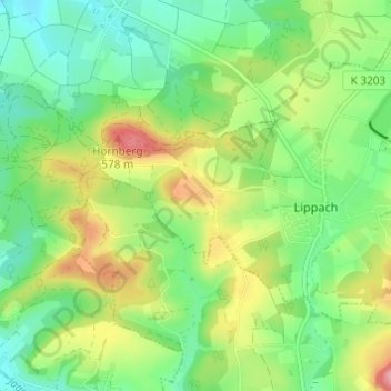Topografische kaart Beerhalden, hoogte, reliëf