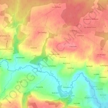 Topografische kaart Chez les Simon, hoogte, reliëf
