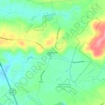 Topografische kaart Ridge Valley, hoogte, reliëf