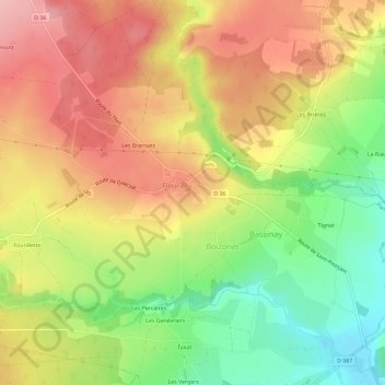 Topografische kaart Le Corgenay, hoogte, reliëf
