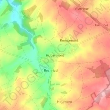 Topografische kaart Hubermont, hoogte, reliëf