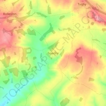 Topografische kaart Goadby, hoogte, reliëf