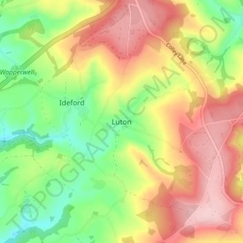 Topografische kaart Luton, hoogte, reliëf