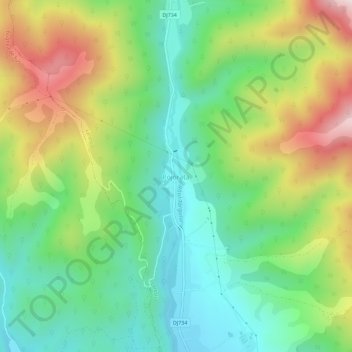 Topografische kaart Pojorâta, hoogte, reliëf
