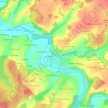 Topografische kaart Le Bourg, hoogte, reliëf