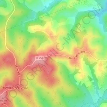 Topografische kaart Croix des Anglais, hoogte, reliëf