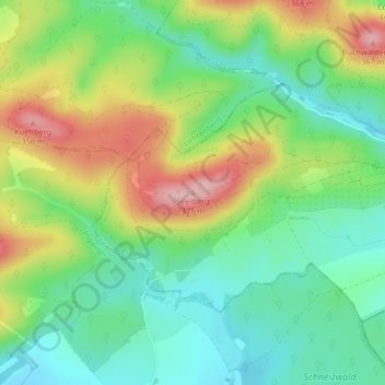 Topografische kaart Seelberg, hoogte, reliëf